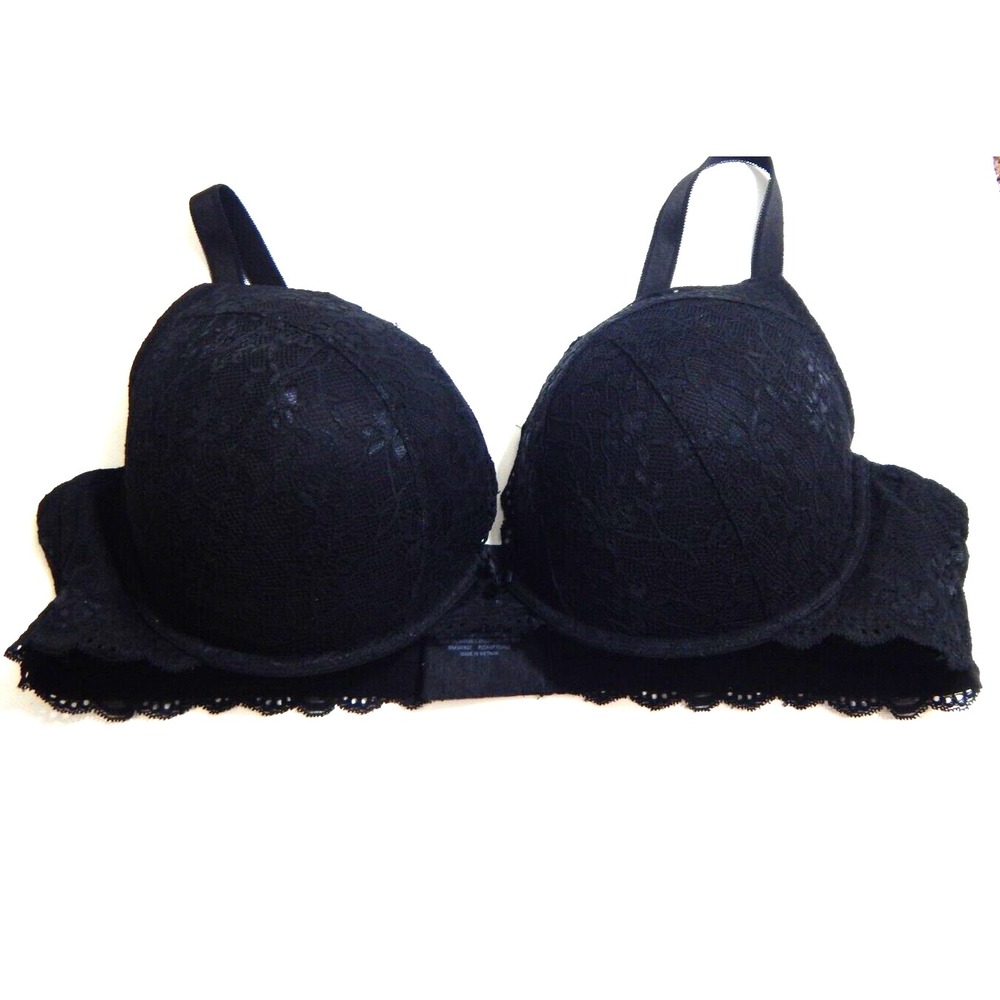 Torrid Women's 46C Bra Black Lace Push Up Plunge Underwire Plus Size EUC